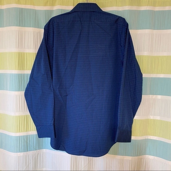 Calvin Klein Long Sleeve Button Down Blue Plaid Shirt Sz Large - Picture 8 of 9
